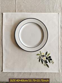 Cirelle 1/2/4 Pcs Embroidered Cloth Napkins, Beige Dinner Napkins With Olive Branch Motif, Reusable Washable Table Napkins For Dining Room, Wedding & Party Decor - Multicolor - View 4