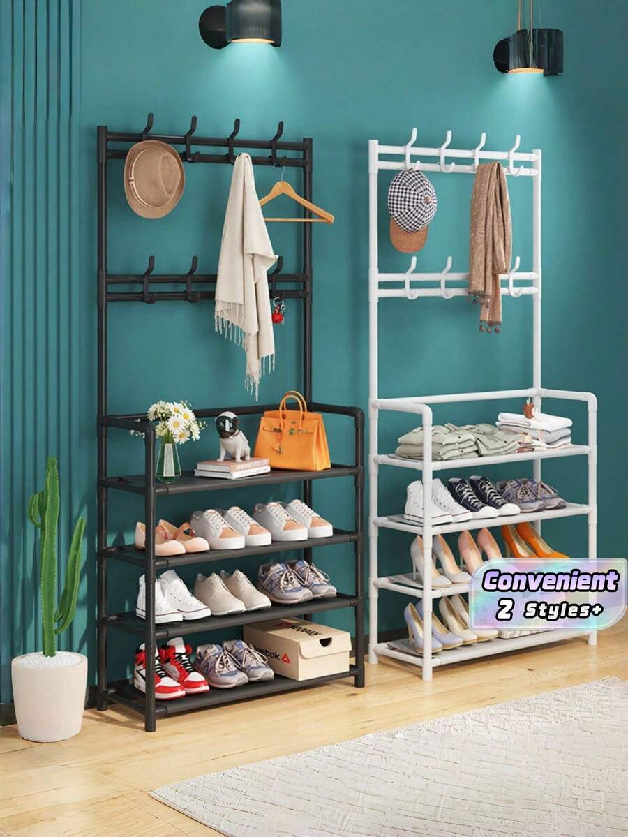 Four- Or Five-Tier Independent Metal Shoe Racks Made Of Non-Woven Fabric, Which Can Be Used As Coat Racks, Multi-Functional Outdoor Storage Racks, Independent Wardrobe Racks, And Multi-Layer Indoor Shoe Racks. - Multicolor - View 1