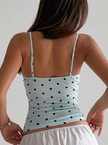 DAZY Top de camisola con encaje y parches con estampado floral diminuto, con sujetador acolchado incorporado para mujeres - Celeste - Ver 2