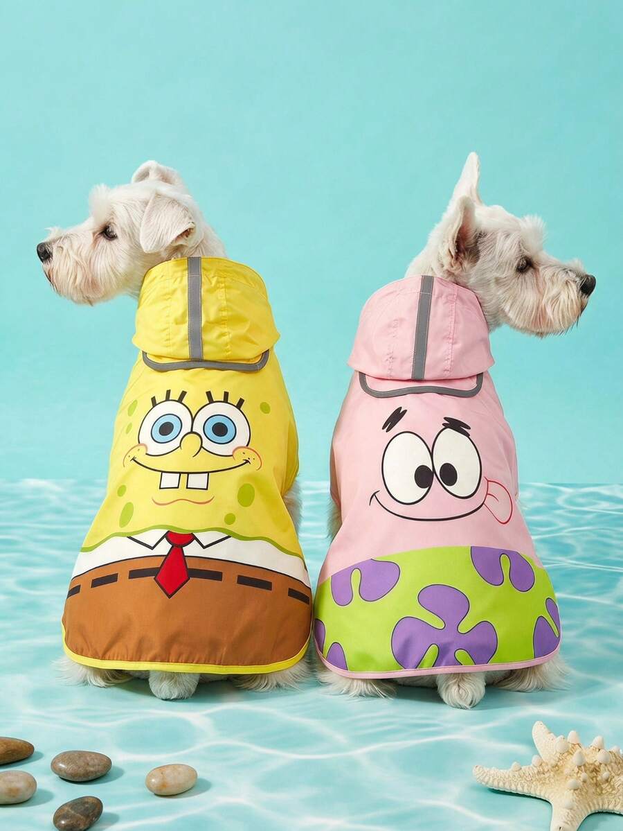 SpongeBob SquarePants | PETSIN Jas Hujan Resmi untuk Hewan Peliharaan, Untuk Anjing Kecil, Sedang, dan Besar, Tersedia Dua Model ( & ), Tahan Air dan Bernapas, Menutupi Seluruh Tubuh, Pas dan Nyaman, Perlengkapan Wajib untuk Hari Hujan bagi Hewan Peliharaan Aktif - MultiWarna - View 1