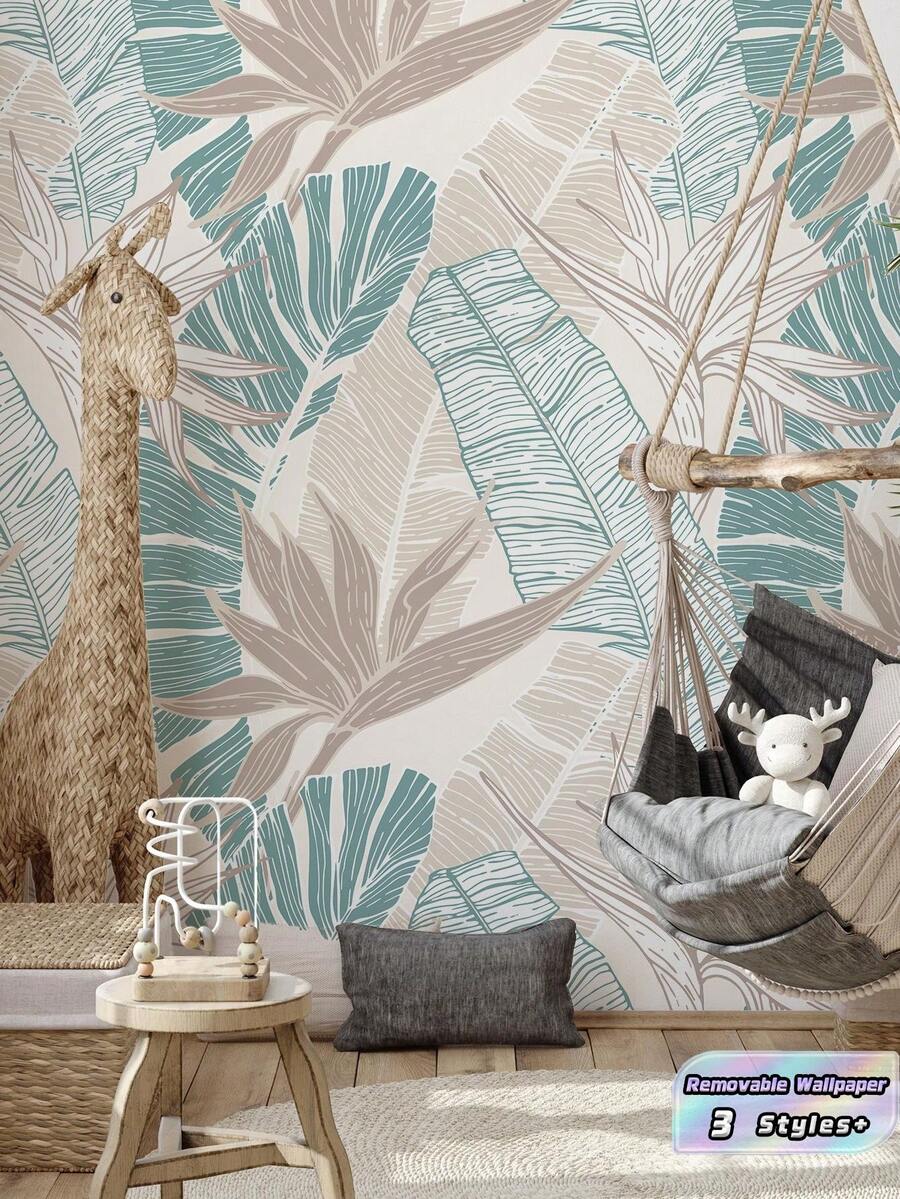 3 PCS Waterproof Anti Mold Oil Proof Easy Clean Scratch Fade Stain Resistant Thickened Self Adhesive Tropical Banana Leaf Botanical Wallpaper Sticker For Living Room Bedroom Kitchen Home Decor Removable Peel Stick Durable - multicolor - View 1