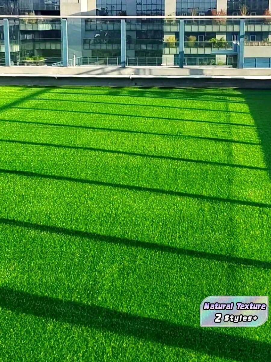 1pc Large Size Artificial Grass Mat, Realistic Natural Turf Texture, Rustic Outdoor Lawn Rug For Patio, Balcony, Garden, Holiday Decor - Premium green/green background - View 1