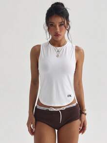 Dewbera Dewbera Cut Out Back Batwing Sleeve Sports Tee Gym Topworkout Tank Top - White - View 6