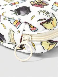 HARRY POTTER X SHEIN Portable All Over Wizard Print Small Zipper Storage Pouch Sanitary Pad & Makeup Bag - Cartoon-6 - View 3