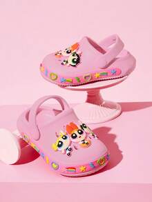 THE POWERPUFF GIRLS X SHEIN Girl Cute Cartoon Children's Slippers, Suitable For Infants And Young Children, Light And Durable EVA Material, Can Be Worn Indoors And Outdoors - Dusty Pink - View 3