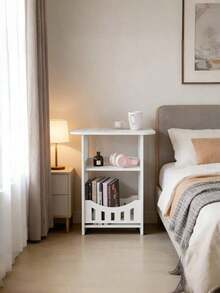 1pc Single‑Tier/Double Layer Space-Saving Minimalist Nordic Style White Mini Square Coffee Table Nightstand Side Table For Small Apartment Living Room Bedroom Home Furniture - Multicolor - View 8