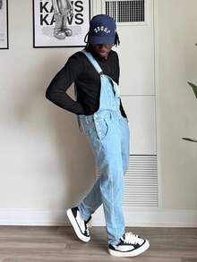 Harrin Don Harrin Don Men's Casual Outdoor Denim Bib Pants - Medium Wash - View 4