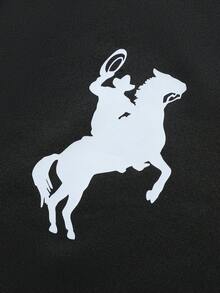 PAVTROS 男士字母印花長袖休閒 Polo 衫 - 黑色 - 查看 5