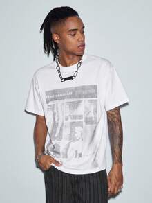Modcrash Men's Vintage Street Style White T-Shirt With Retro Photo Graphic Print - White - View 5