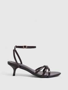 CUCCOO SZL 女款 5.5CM 尖頭棕色踝帶小貓跟鞋，性感百搭優雅，適合日常通勤/派對/約會/宴會 - 鏽棕色 - 查看 7