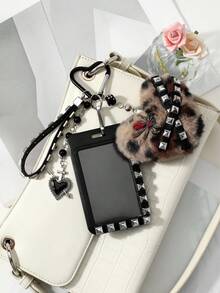 ROMWE Goth 1 Gantungan Kunci Tas/Penutup Kartu Cinta Motif Leopard dengan Paku Keling Kulit Berwarna-warni Gaya Punk Dark Wind, Cocok Dipakai oleh Perempuan - Multicolor-61 - View 9