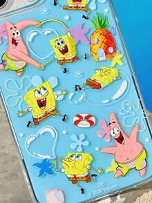 SpongeBob SquarePants | SHEIN Casing Ponsel Transparan Biru dengan Motif Kartun, Pelindung Anti Jatuh untuk iPhone 11-17 - MultiWarna - View 6