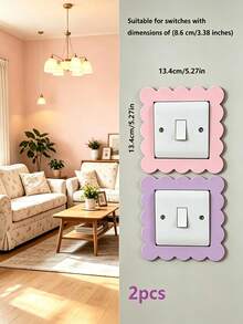 2pcs Pink Purple Wooden Switch Decorative Frames Dust-Proof Switch Protective Cover Easy Installation Wall Decor For Living Room Bedroom Kitchen Ideal For Birthday Wedding Housewarming Gift - protective cover - View 3