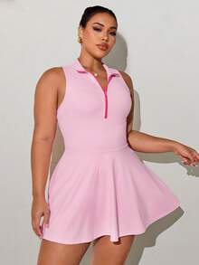 SHEIN Rhythm Era Plus Size Women's Colorblock Casual Daily Wear Sports Dress And Shorts Set - Multicolor - View 6