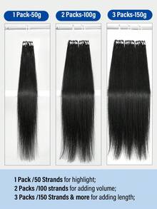 50g 50 Strands Micro Link Tip Hair Extensions 100% Real Human Hair, 16-24 Inch , Invisible Remy Cold Fusion Micro Link Tip Hair Extensions, #1 Jet Black,Long Straight Texture, Cold Fusion Installation, Buildable Fullness, Cosplay, Special Events - S1 - View 8