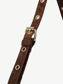 Viva Strut Ladies Fashionable Street Personalized Sweet Cool Spice Y2K Vintage Rivet Suede Shoulder Bag, Daily Shopping Commuter School Dating - Dark coffee - View 6