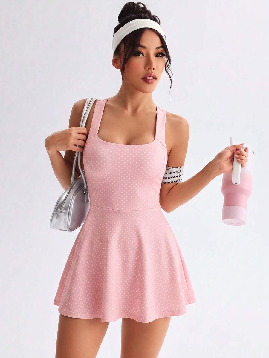 SHEIN Sovereign Charm 休閒交叉露背運動洋裝 - 彩色 - 查看 1