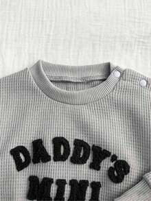 Cozy Pixies 嬰兒新生兒可愛套裝字母刺繡 DADDY'S MINI 休閒日常穿搭 秋冬款 - 黑色 - 查看 3