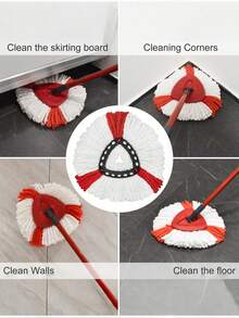 3/6PCS Microfiber Spin Mop Replacement Head Compatible With Triangle 360 Degree Rotating Mop Durable Absorbent Easy Install For Floor Tile Hardwood Home Cleaning Supplies Must Have - Red and White - View 3