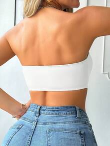 SHEIN 1件女款前扣式聚攏胸墊內衣 - 白色 - 查看 3