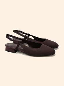 CUCCOO BASICS Women's Shoes Spring And Summer Simple Classic Woven Material Round Toe Short Heel Shoes Suitable For Commuting Dating Parties Parties - Brown - View 2