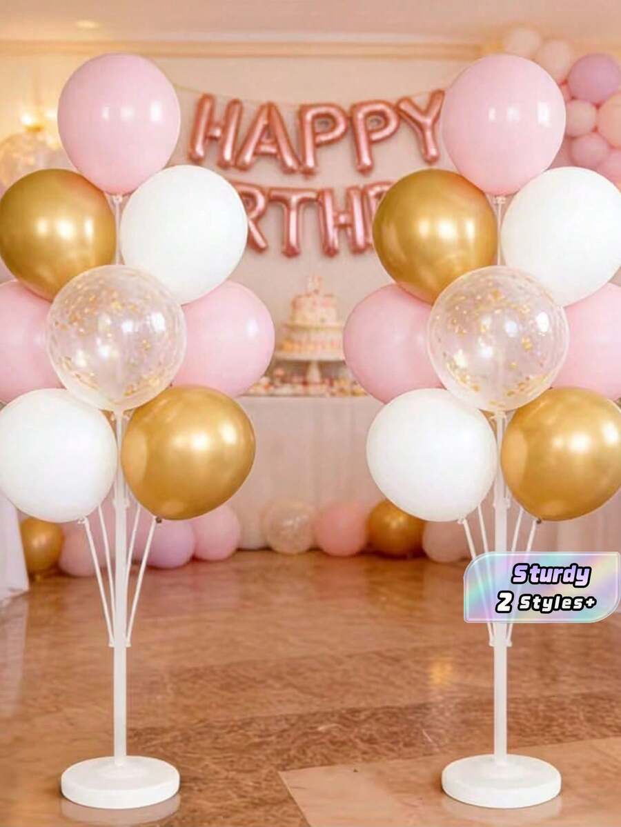 1/2 Buah Set Tiang Penyangga Balon Berdiri Bebas, Penahan Kokoh untuk Banyak Balon, Pernikahan, Ulang Tahun, Wisuda, Pesta, Perjamuan, Liburan, Acara, Dekorasi Rumah - Satu ukuran cocok untuk semua. - View 1