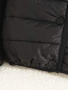SHEIN Infant (Boy) Winter New Style Padded Thick Thermal Lined Padded Coat With Zipper, Winter Padded Coat, Outdoor Wear - Black - View 6