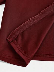 SHEIN Girlism NovaGlow 青少年女孩運動休閒日常針織素色開襟外套與喇叭褲套裝 - 紅色 - 查看 8