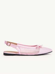 CUCCOO CHICEST Women's Shoes Summer Flat Bottom Pointed Slingback Shoes Mesh Bow Breathable Buckle Fashion Mules Shoes Casual Daily Wear - Pink - View 9