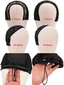 Nunify Wig Caps untuk Membuat Wig Lace dengan Tali Serut, Topi Jala yang Dapat Diatur dengan Pita Elastis Silikon Anti Selip untuk Wig, Topi Tenun dengan Tali Serut untuk Membuat Wig Lace Front 4x4, 5x5, 13x4, 13x6 - warna-warni - View 3