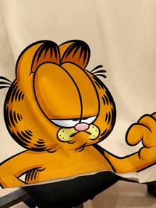 GARFIELD | SHEIN Daypath 男士標語印花圓領短袖休閒T恤 - 卡其色 - 查看 3