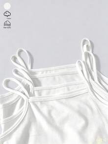 4pcs/Set Girls Regular Basic Minimalist Solid Color Camisole Tank Top Underwear Set, Traceable Cotton Fabric - White - View 5