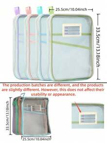 A4 Double-Layer Nylon Mesh Sorting Bags, Large Capacity Thickened L-Shaped Document Bags, Suitable For Students - Portable Backpack With Zipper And Handle, Can Be Used For Classroom Subject Classification And Homework Storage, School Supplies - A - View 6