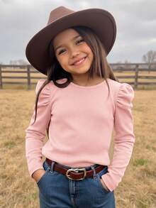 Emery Rose Kids Emery Rose Kids 青少年女孩純色休閒日常長袖T恤 - 粉色 - 查看 2