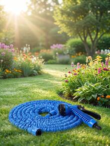 Retractable Garden Hose, Durable Waterproof Hose, Magic Garden Water Pipe With Triple Retractable Function, Equipped With Spray Gun And Seven Function Adjustment Devices - Blue - View 3