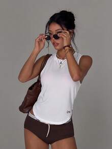 Dewbera Dewbera Cut Out Back Batwing Sleeve Sports Tee Gym Topworkout Tank Top - White - View 5