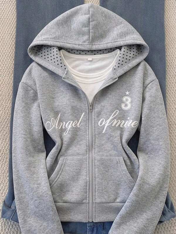 Autumn/Winter Girls' Big Tween Girl' Hooded Zip-Up Jacket - Mixed Street Style, Cold-Resistant Knit Fabric Suitable For Autumn/Winter, Slightly Loose Fit With Growth Space, Perfect For Campus And Street Wear, Instantly Transform Into A Vibrant Girl!