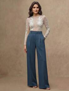 Anewsta Maillard Fashion 女款通勤直筒長褲 - 寶藍色 - 查看 4
