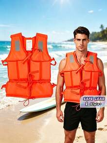 1PC Professional Thickened Detachable High Buoyancy Life Jacket Adult Youth Swimming Fishing Boating Flood Protection Portable Beach Water Sport Safety Vest Essential Accessory - Multicolor - View 1