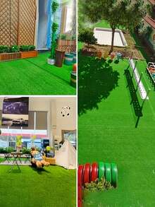 1pc Large Size Artificial Grass Mat, Realistic Natural Turf Texture, Rustic Outdoor Lawn Rug For Patio, Balcony, Garden, Holiday Decor - Premium green/green background - View 5