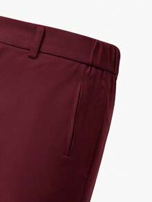 Manfinity Mode Men's Solid Color Pocket Button Casual Daily Travel Long Pants - Burgundy - View 4
