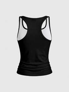 ROMWE Grunge Punk Women's Cross Pattern Casual Versatile Daily Wear Top - Black - View 2