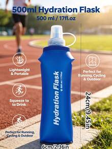 1pc Foldable Soft Water Bottle Narrow Mouth Lightweight Portable Squeeze Hydration Flask For Cycling Hiking Trail Running Outdoor Sports Travel Reusable Sports Water Accessory - Multicolor - View 4