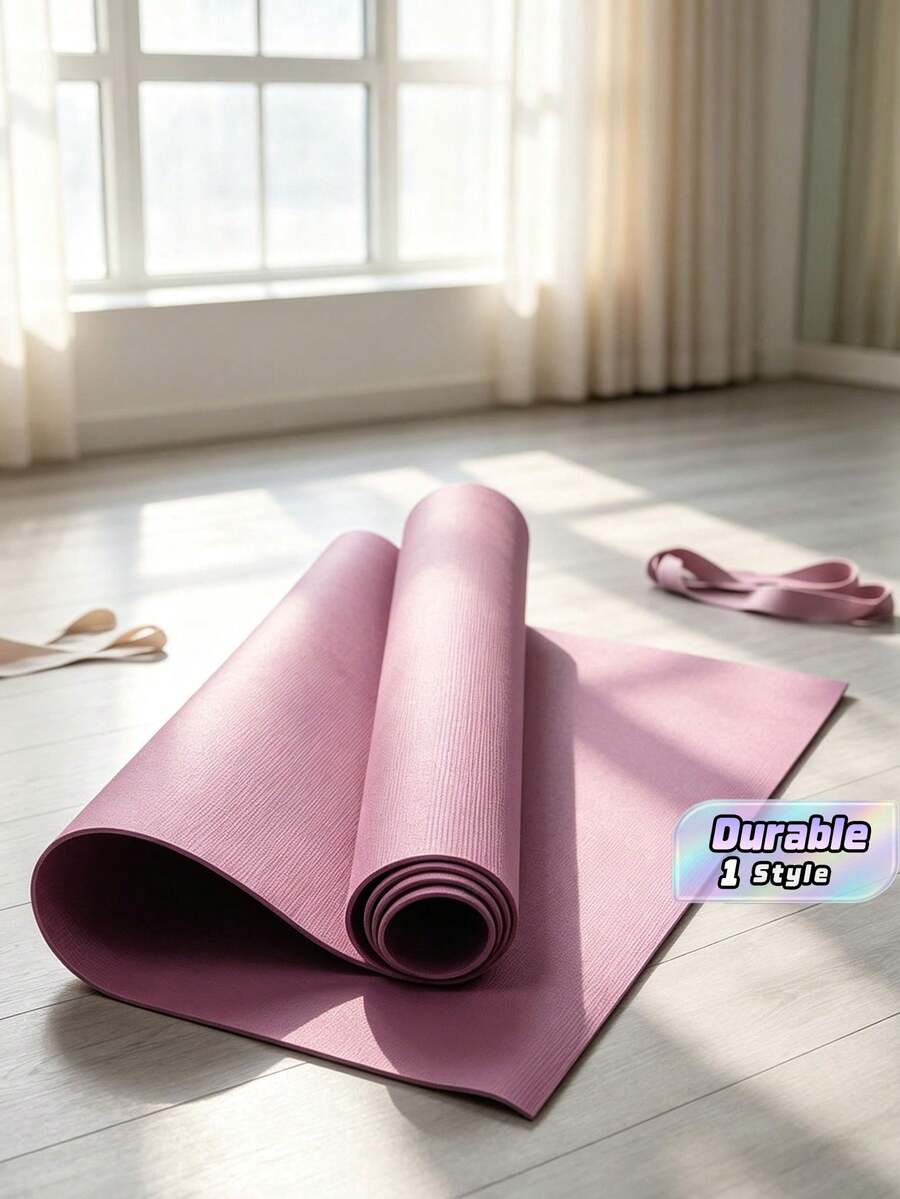 1 tấm thảm yoga EVA 173*61*0.3cm màu trơn, thảm sàn tập Pilates, phù hợp cho yoga, Pilates, tập plank - Hồng - Xem 1