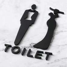 1pc Acrylic Toilet Sign With 3D Male & Female Symbols, Office & Public Restroom Indication Plaque Best Gifts Birthday Graduation - multicolor - View 20