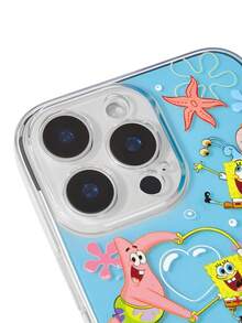 SpongeBob SquarePants | SHEIN Casing Ponsel Transparan Biru dengan Motif Kartun, Pelindung Anti Jatuh untuk iPhone 11-17 - MultiWarna - View 3
