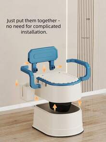 1PC Heavy Duty Plastic Bedside Commode With Non Slip Base Armrests Raised Seat Double Seal Odor Proof Compact Lightweight Sturdy Leg Frame For Elderly Mobility Aid Home Care Recovery Gift - Multicolor - View 4