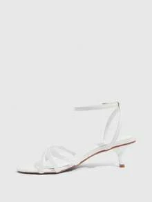 CUCCOO SZL 女款 5.5CM 尖頭白色踝帶小貓跟鞋，性感百搭優雅，適合日常通勤/派對/約會/宴會 - 白色. - 查看 8