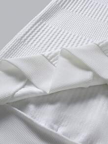 EGENSIO Men's Knitted Jacquard Solid Color Textured Collar Cuff Hem Ribbed High Neck Pullover Sweatshirt - White - View 4