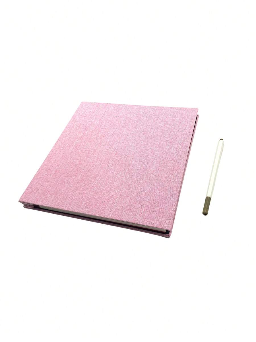 Self Adhesive Magnetic Scrapbook Album With 40 Pages,Linen Hardcover Diy Photo Album Including Metallic Pen And Diy Accessories, Photos Back To School,Back To School,School Supplies - pink - View 1